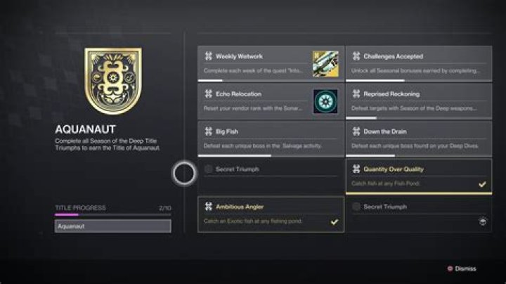 Destiny 2: All Secret Triumphs for Aquanaut Title Season of the Deep