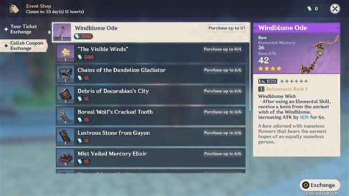
Genshin Impact: Windblume Festival Rewards