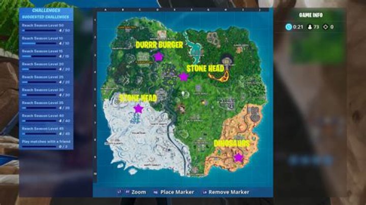 
Fortnite Season 10 — Visit Drift Painted Durrr Burger Head, Dinosaur, Stone Head Statue